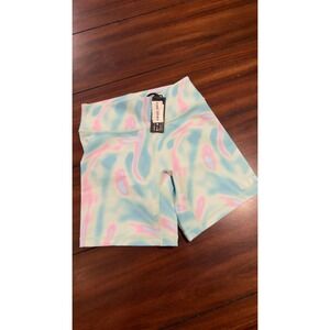 LSKD RXD Mid Short Tight Euphoria Print Teal XS Athletic Biker Shorts NEW NWT